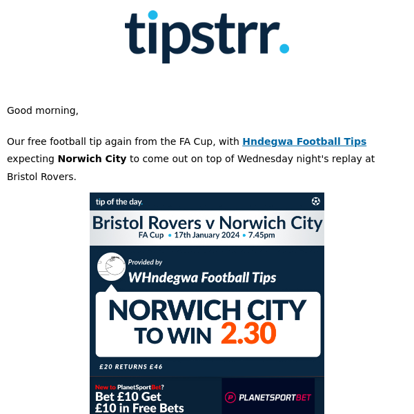 Free football tip from Wednesday's FA Cup action