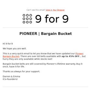 Pioneer Belts | Bargain bucket updated!