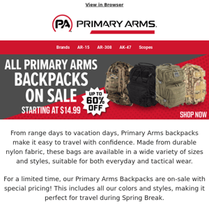 Up to 60% OFF Primary Arms Backpacks