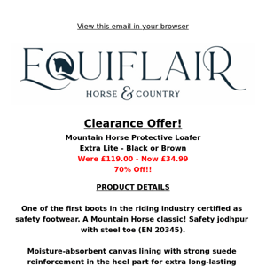Clearance Offer - 70% Off Mountain Horse Protective Loafers!