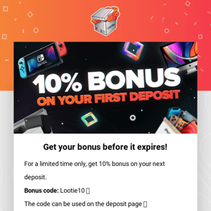 ⚡ 48hr SALE ⚡ Get 10% bonus on your deposit 🎁