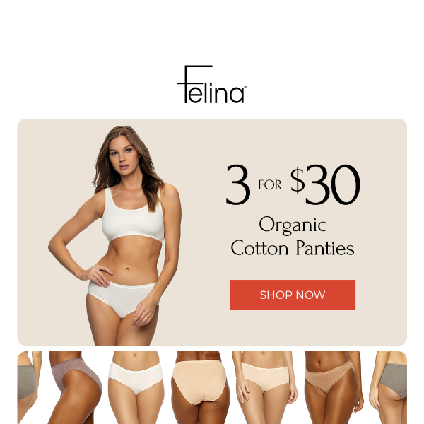 FELINA ~ Organic Cotton Stretch Hi Cut Panty