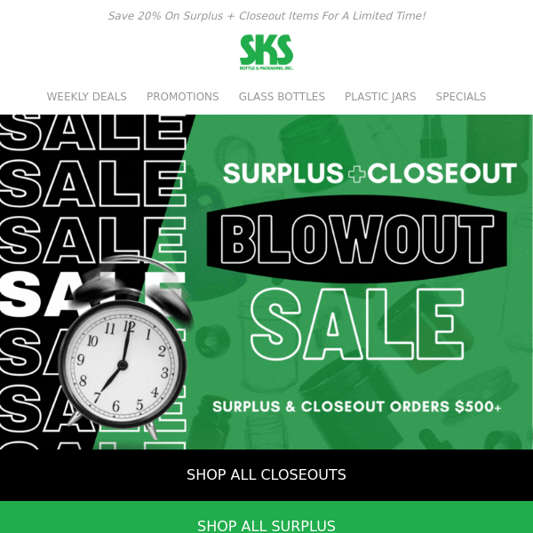 SKS Bottle Promotion, Clearance Blowout Sale