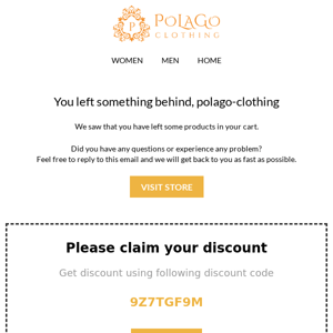 Your cart is waiting Polago Clothing ✅