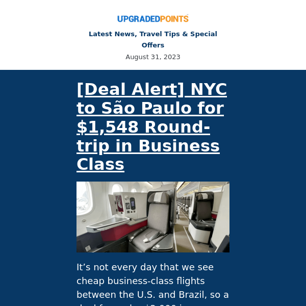 Brazil in business class, Marriott Bonvoy promo, Priority Pass changes, and more...