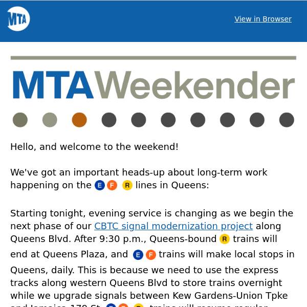 Subway and rail service changes: March 17-20
