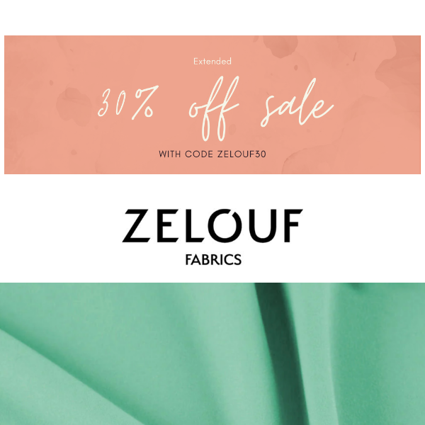 30% off scuba fabric and more! 👙☀️