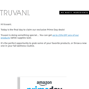 Truvani + Amazon Prime = AMAZING