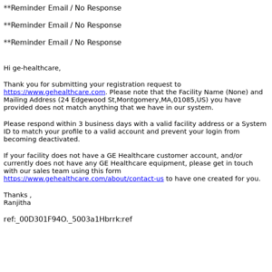 RE: GEHealthcare.com Customer User Registration Request UMR-282757 [ ref:_00D301F94O._5003a1Hbrrk:ref ]