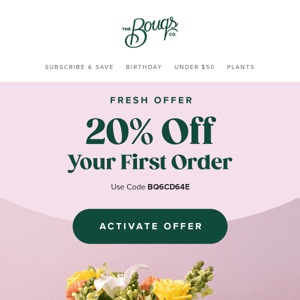 20% Off + 💐 = 😍