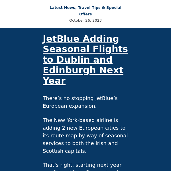 More JetBlue Europe flights, Frontier loyalty changes, London award alert, and more...