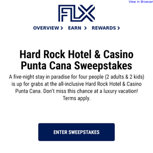 Enter the Hard Rock Hotel & Casino Punta Cana Sweepstakes 🏖️