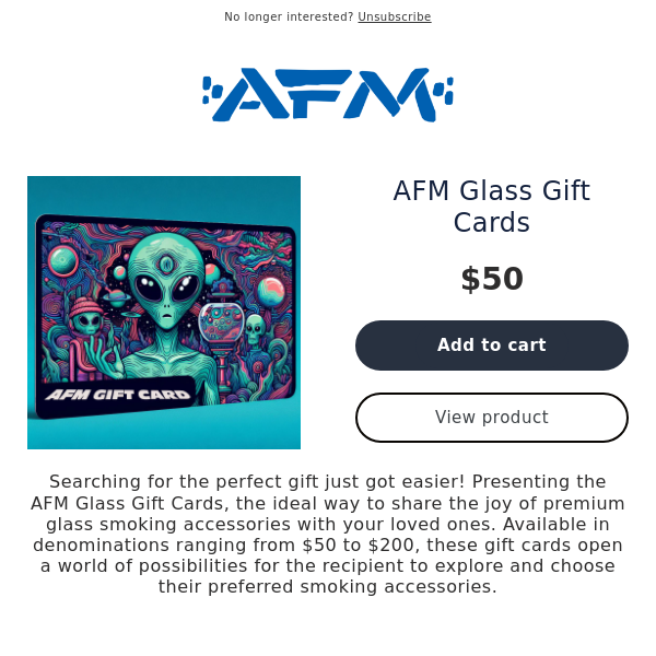 AFM Gift Cards Now Available