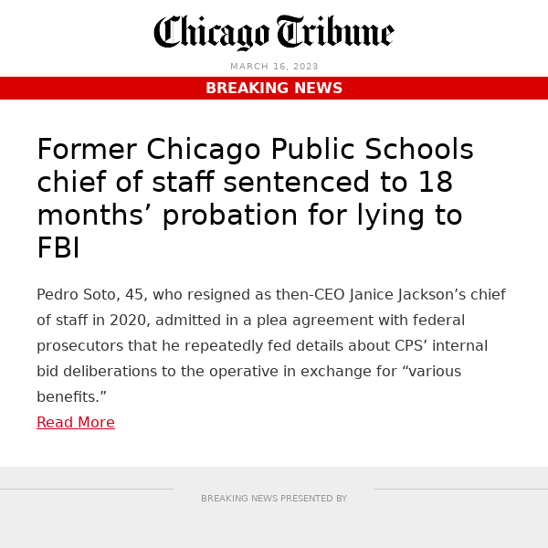 Former CPS executive sentenced for lying to FBI
