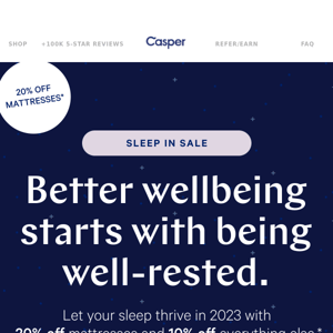 Kickstart your sleep with 20% off mattresses