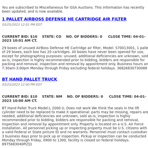 GSA Auctions Miscellaneous Update