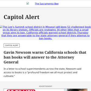 Newsom warns California schools against book bans