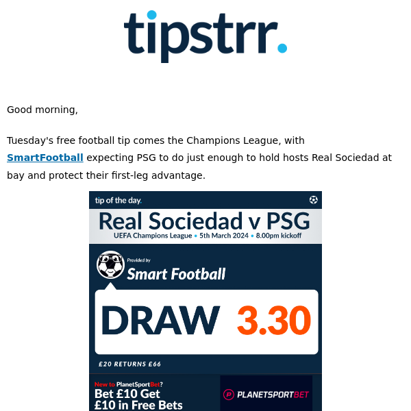 Free football tip from one of Tuesday's Champions League games