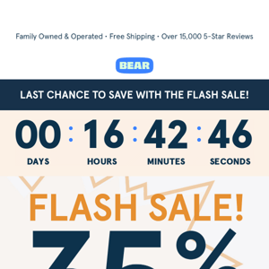 Our Flash Sale Ends Tonight! 35% Off Savings!