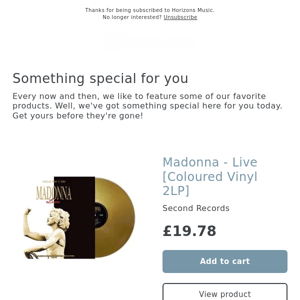 Back in! Madonna - Live (Gold Marble Vinyl)