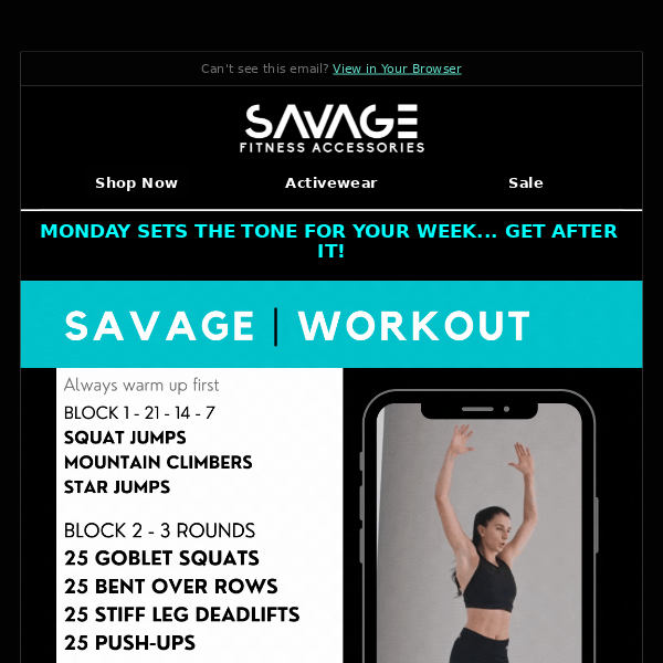 Savage Fitness Accessories Monday Motivation | Savage Workout Inside! 💪