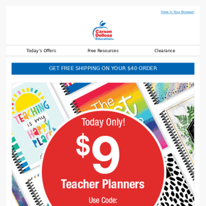 Today Only! $9 Teacher Planner Flash Sale