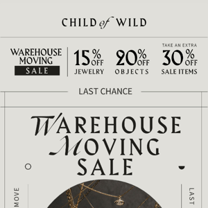 .:. LAST CHANCE .:. Warehouse Moving Sale Ends Tonight