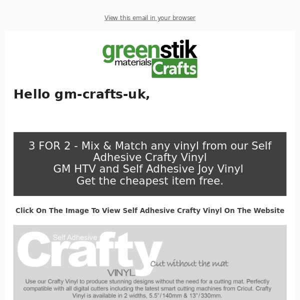 3 for 2 Offer Reminder, S/A, HTV Joy Chops & Crafty Vinyl.