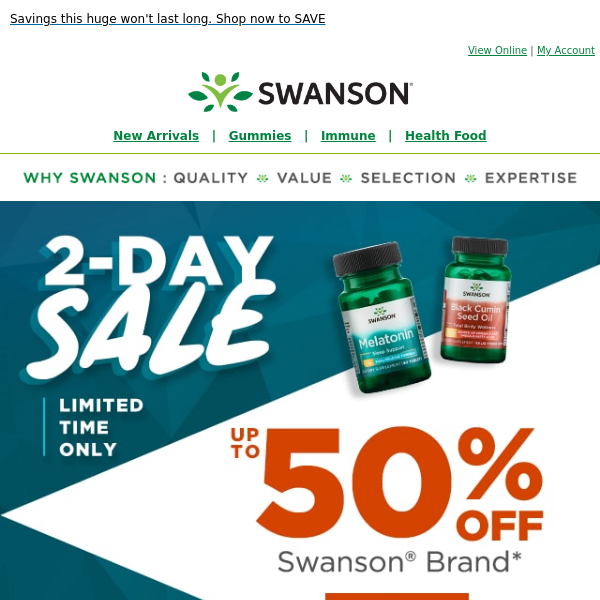 Up to 50% off Swanson® brand + up to 10% off top pantry brands today!