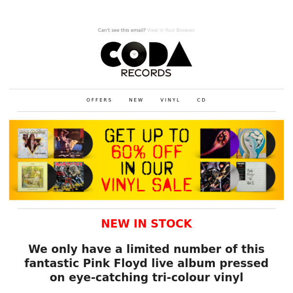 🆕 Pink Floyd colour vinyl NEW IN STOCK