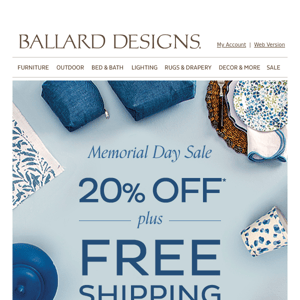 Memorial Day Deals: 20% Off + Free Shipping