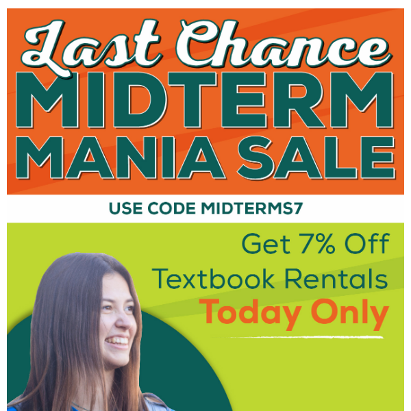 📚 Midterm Mania Sale | Last Chance to Get 7% Off Textbook Rentals! 💸