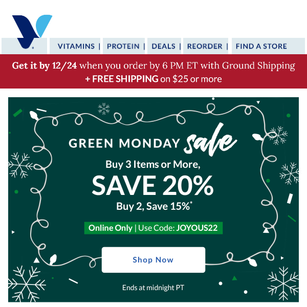The Vitamin Shoppe, Green Monday savings are here!