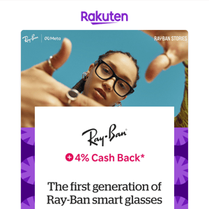 Ray-Ban: Smart glasses + 4% Cash Back