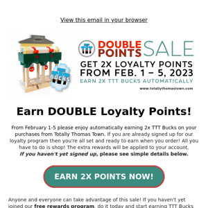 Automatically Earn DOUBLE Points! Feb 1-5 😄