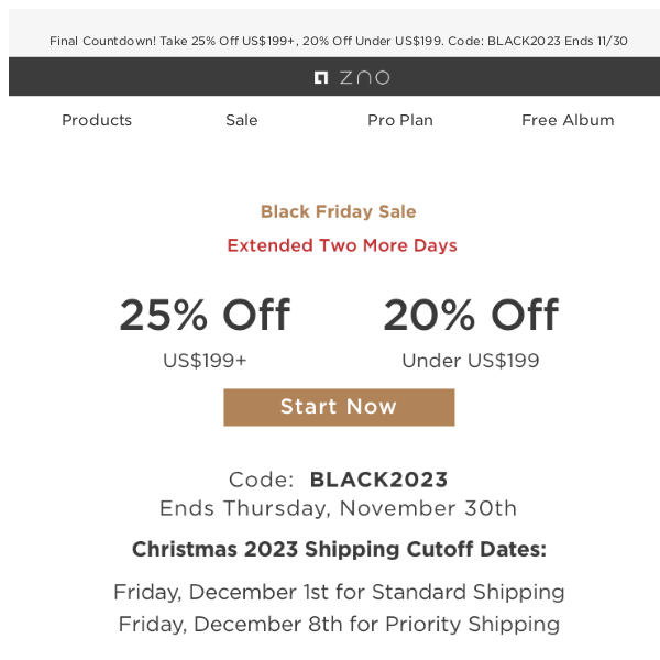 Black Friday Sale Extended 2 Days! Don't Let Up to 25% Off fly away!