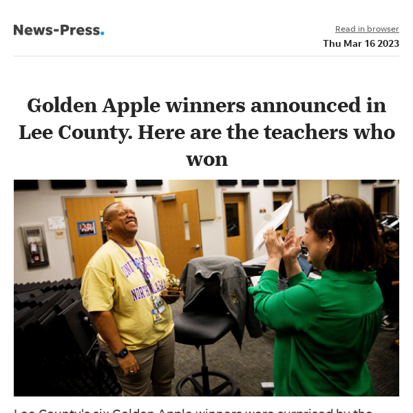 News alert: Six Lee County teachers surprised with Golden Apples