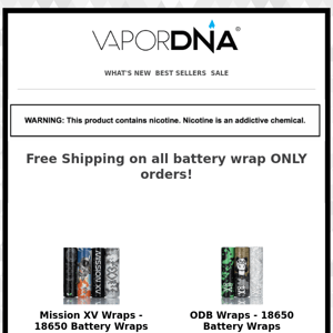 Free Shipping on all Battery Wrap Only Orders!