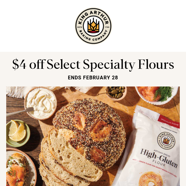 Save $4 on Select Specialty Flours!