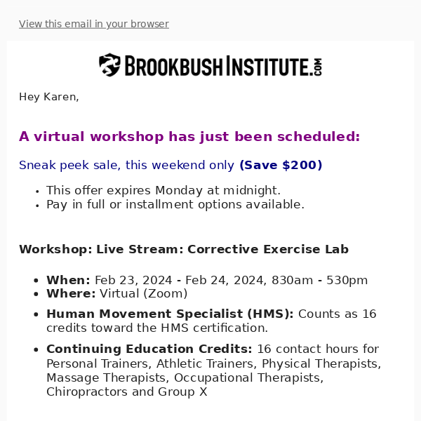 A Zoom workshop has been scheduled (Sneak Peek Sale through Monday)