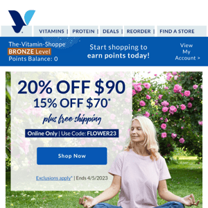 Up to 20% off for fresh start