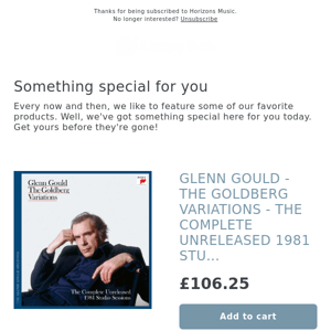 NEW! GLENN GOULD - THE GOLDBERG VARIATIONS - THE COMPLETE UNRELEASED 1981 STUDIO SESSIONS