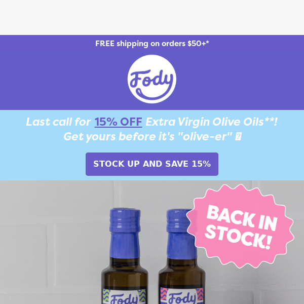 Ding Ding! 🔔Last chance for 15% OFF Olive Oils