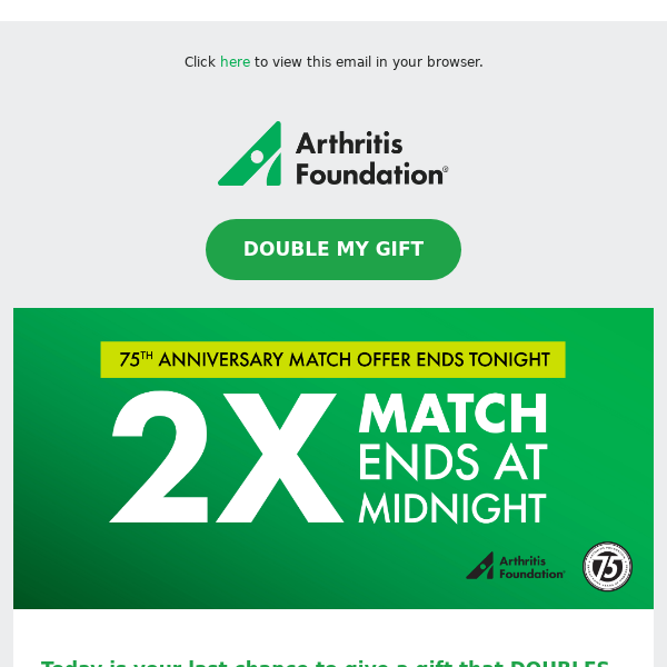 Ends Tonight: 75th anniversary Match