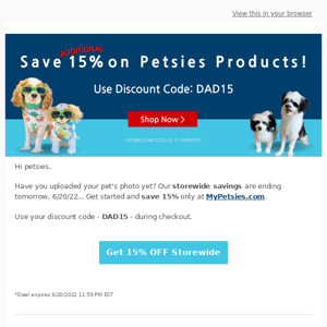 Petsies: 15% OFF Storewide Sale Ending