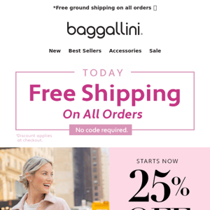 Today! Free Shipping + ✈️ 25% off Travel Baggs & Accessories