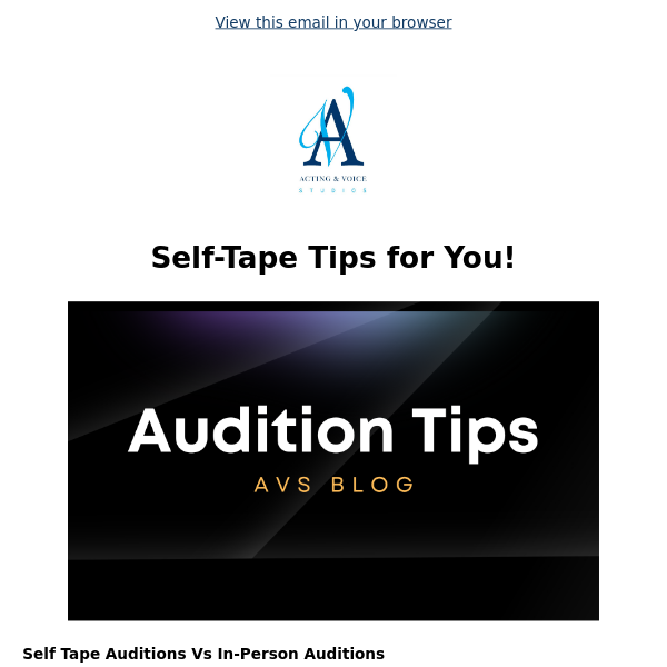 Self-Tape Tips for You!