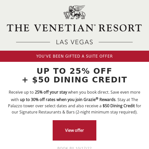 Reminder: You’ve Been Gifted A Suite Offer