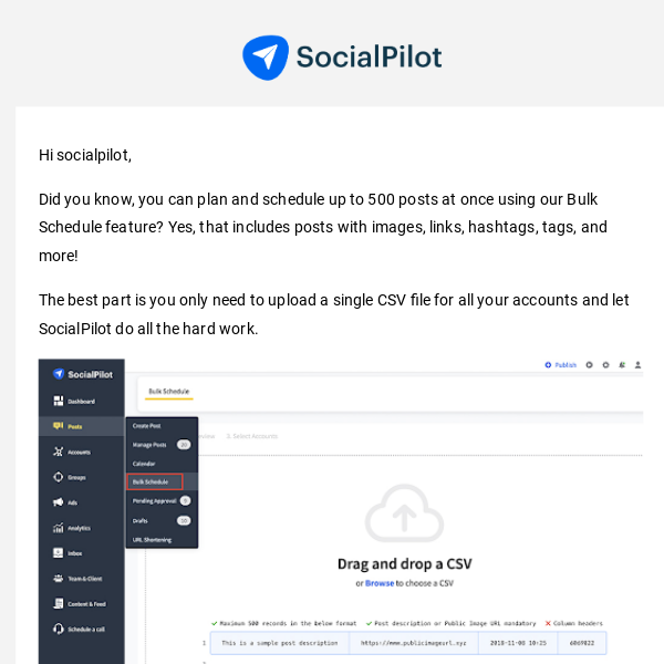 Explore my favorite feature of SocialPilot - Bulk Scheduling