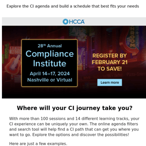 Customize your Compliance Institute experience